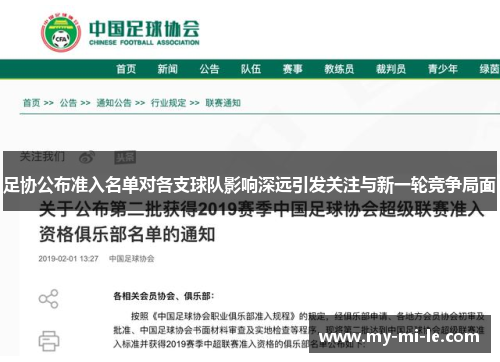 足协公布准入名单对各支球队影响深远引发关注与新一轮竞争局面