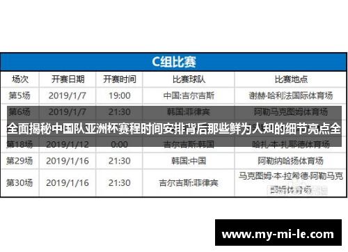 全面揭秘中国队亚洲杯赛程时间安排背后那些鲜为人知的细节亮点全